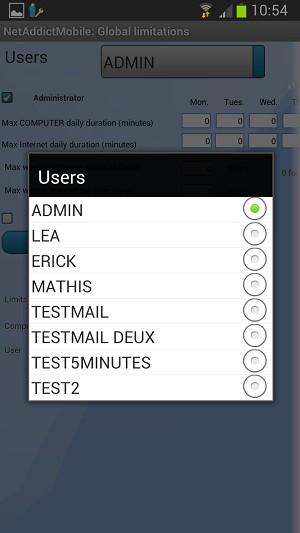 select the user - NetAddictSoft